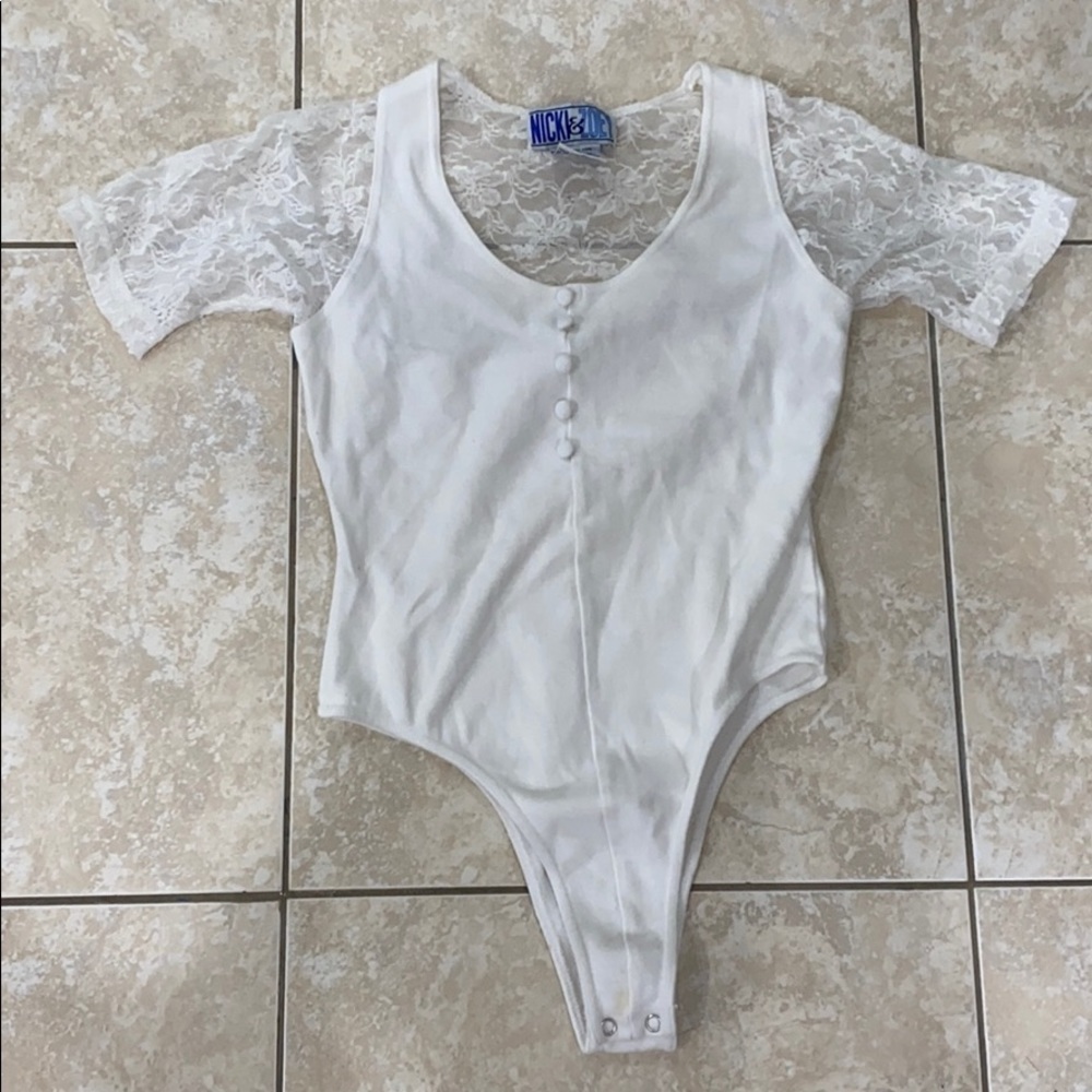 VINTAGE lace button bodysuit